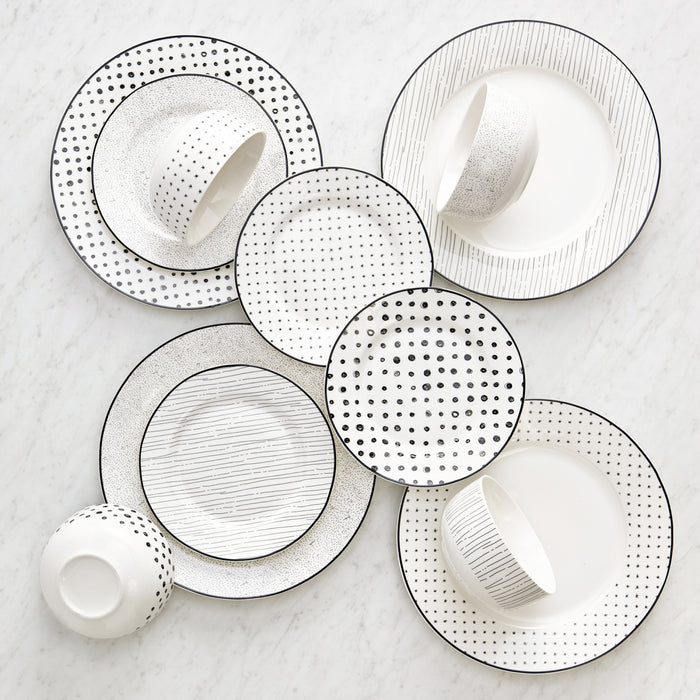 H2K Sketch 12-Piece Porcelain Dinnerware Set