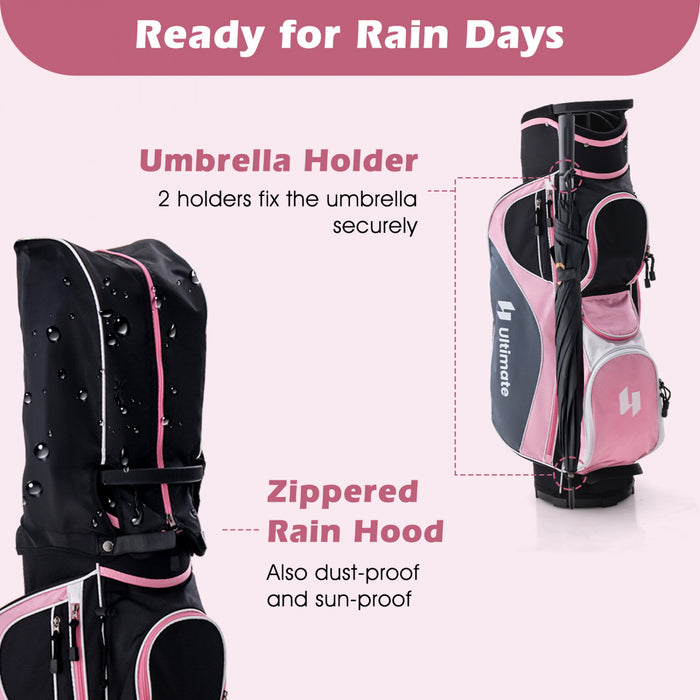 Ultimate Women's Complete Golf Club Set Golf Club Package Set With Rain Hood, Right Hand Pink