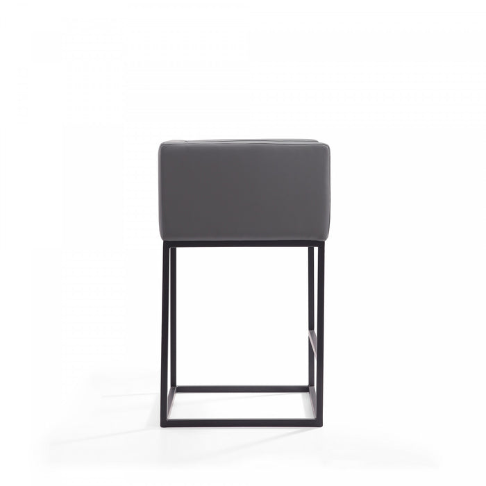 Embassy Mid-Century Modern Metal Upholstered Counter Stool in Gray - Set of 3