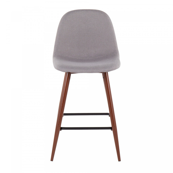 LumiSource Pebble Light Grey Fabric Mid-Century Modern Counter-Height Stool - Set of 2
