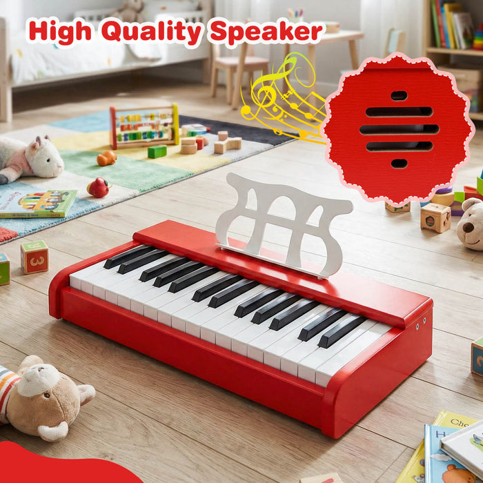 Costway 30 Keys Kids Piano Keyboard with Removable Music Stand, One-key Start Function Red