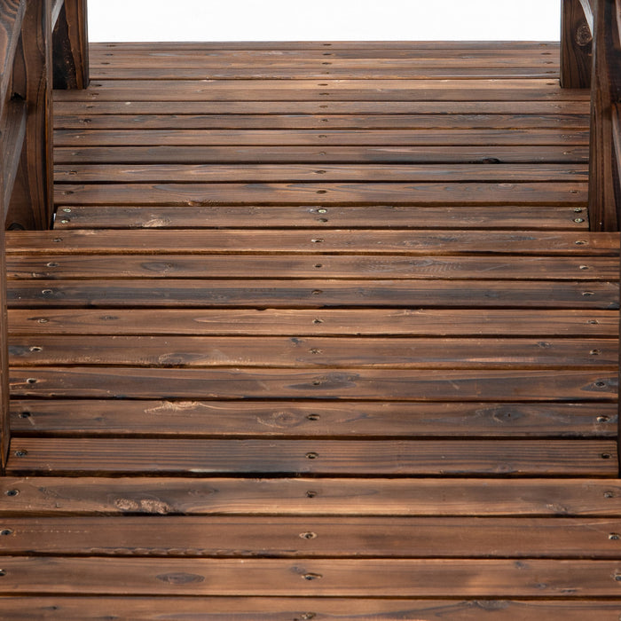 Outsunny 5ft Wood Garden Bridge Outdoor Decorative Landscape Side Rails Backyard Moon Bridge Park Decor Stained Wood