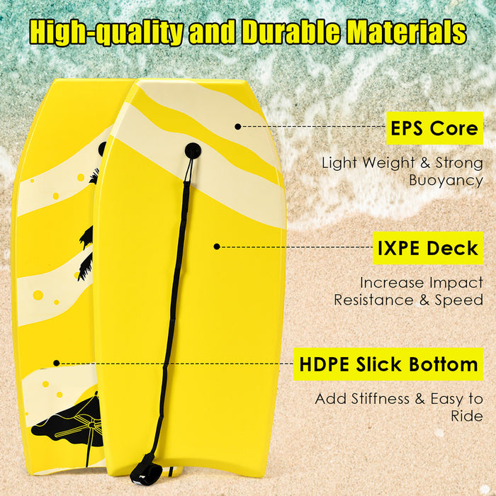 Goplus Body Board 33'' Super Lightweight Surfing Board W/ Leash Xpe Deck Eps Core