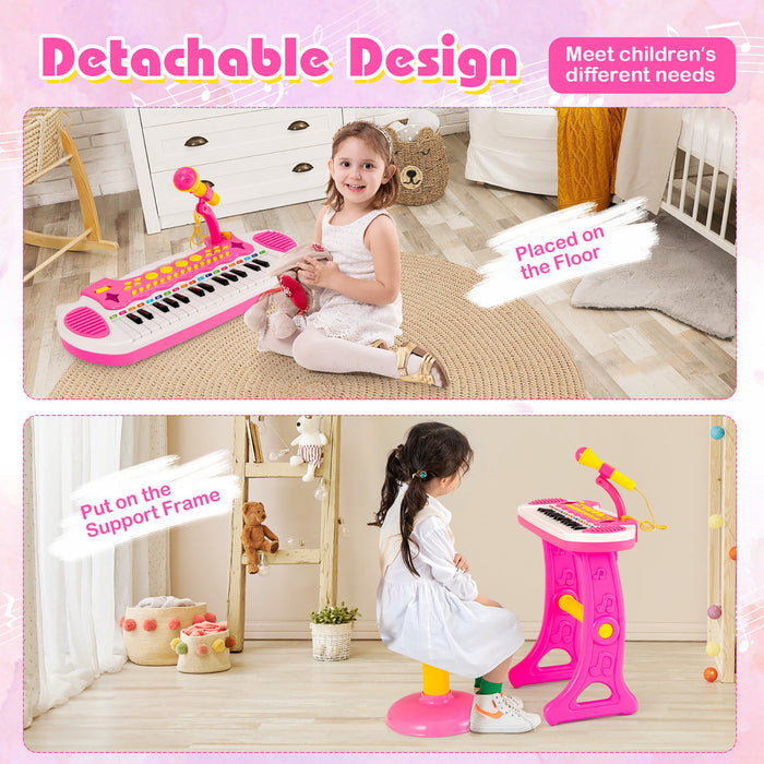 Costway 31 Key Kids Piano Keyboard Toy Toddler Musical Instrument w/ Microphone Pink
