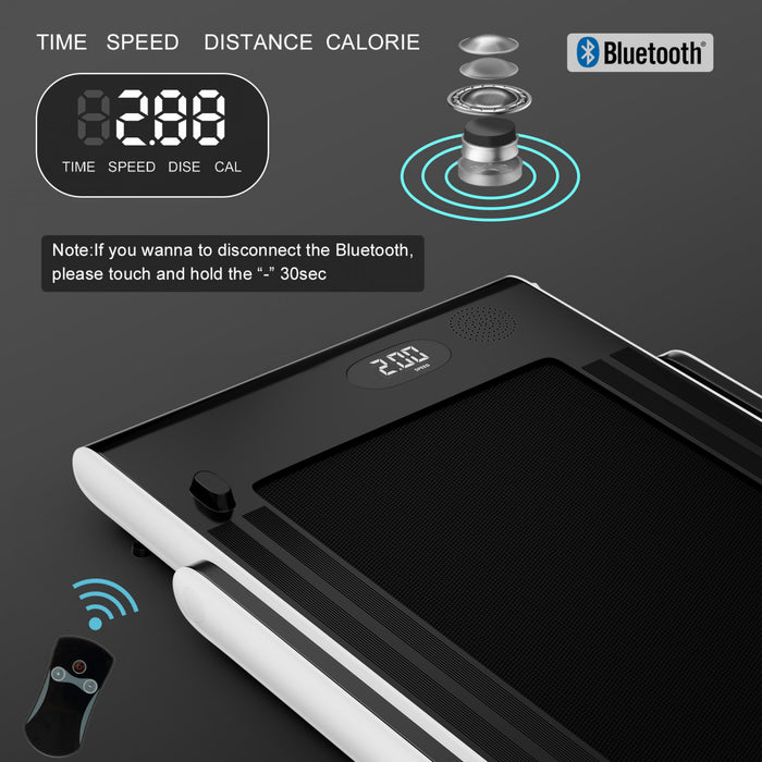 Superfit 2.25hp 2 In 1 Folding Treadmill W/ App Speaker Remote Control White