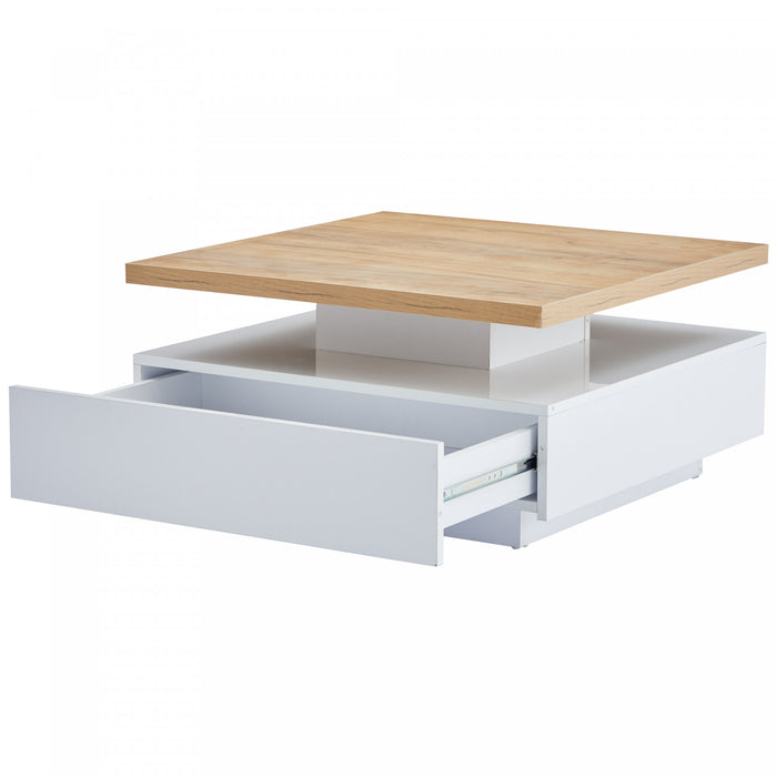 Liam Rotating Coffee Table with 360° Swivel Top,White