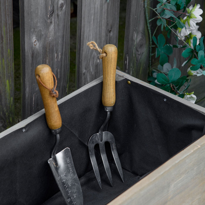 Outsunny 38\" X 12\" Raised Garden Bed Elevated Wooden Planter Box Outdoor For Backyard, Patio To Grow Vegetables, Herbs, And Flowers, Light Grey