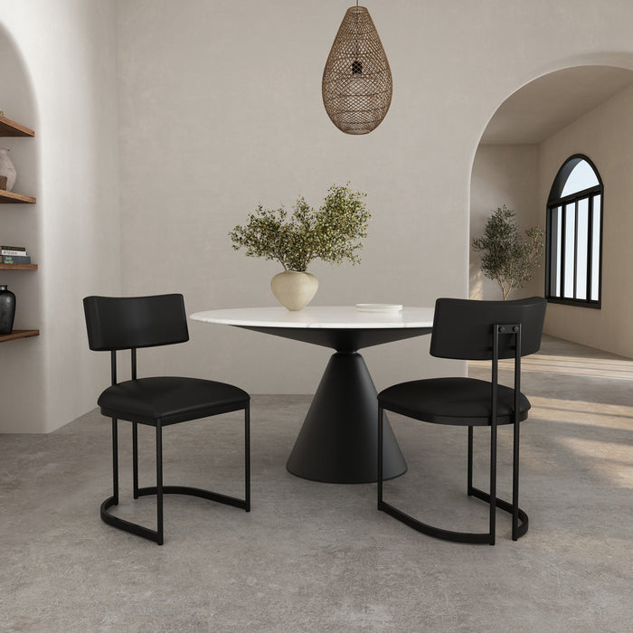 Juno Contemporary Modern Vegan Leather Metal Side Chair in Black - Set of 2