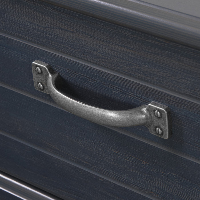 Ulysses Bookcase Headboard With Storage And Sliding Doors - Blueberry 