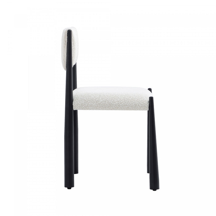 Lennor Mid-Century Modern Boucle Metal Side Chair in Cream - Set of 2