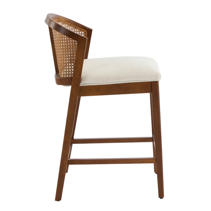 Tatti Rubber Wood Counter Stools with Cane Back Set of 4,Walnut