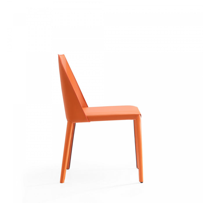 Paris Modern Vegan Leather Dining Chair in Coral - Set of 4