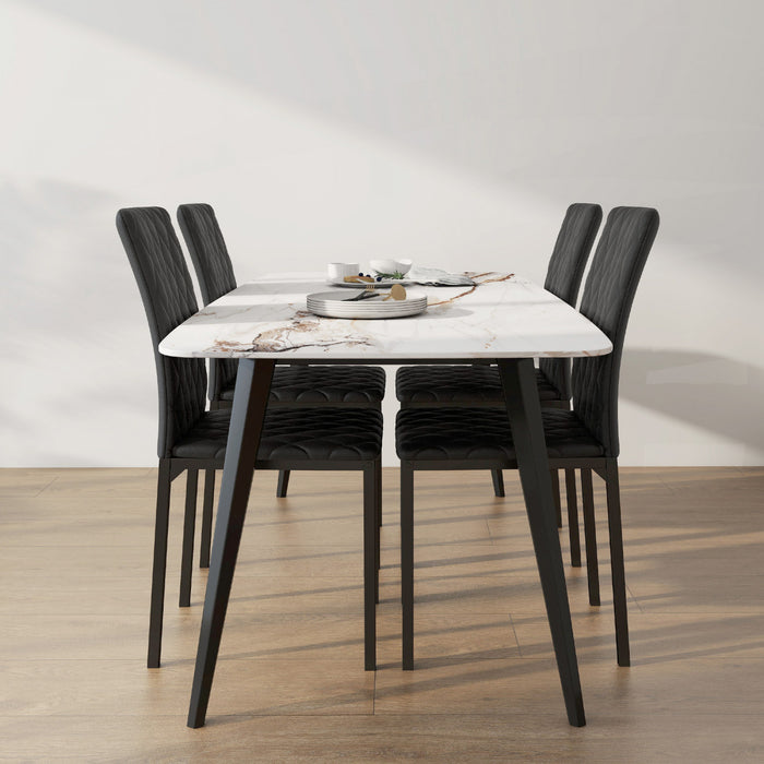 HOMCOM Dining Chairs Faux Leather Accent Chairs, Set of 4, Black