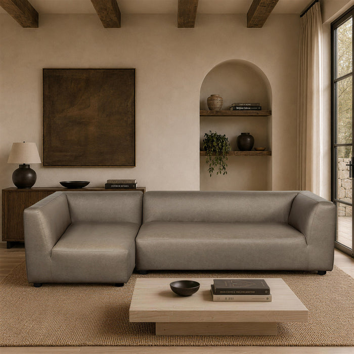 Lukas Contemporary Modern 118\" Left-Facing 2-Piece Sectional Sofa in Taupe