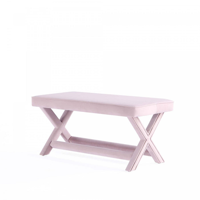 Abigail Mid-Century Modern Upholstered Velvet Accent Bench in Pink