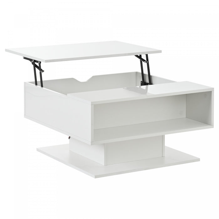 Ethan Coffee Table with Lift-Top and LED Lights,White