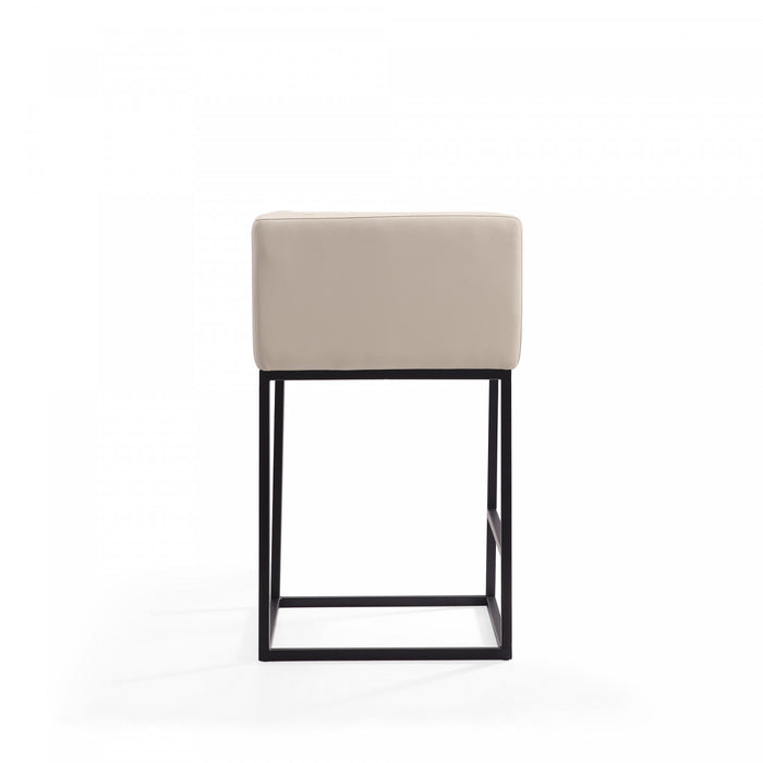 Embassy Mid-Century Modern Metal Upholstered Counter Stool in Cream - Set of 3