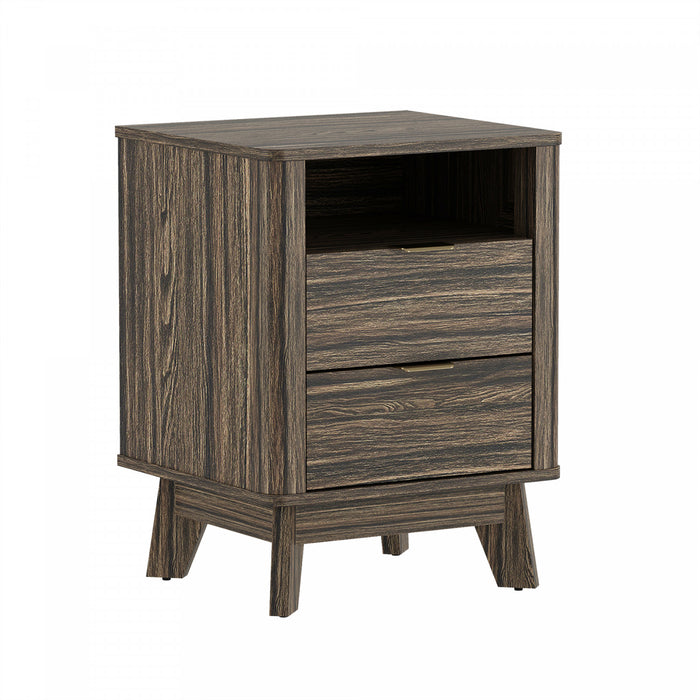 Orlen Mid-Century Modern 2-Drawer Multi-Purpose Nightstand & End Table in Jacobean Walnut