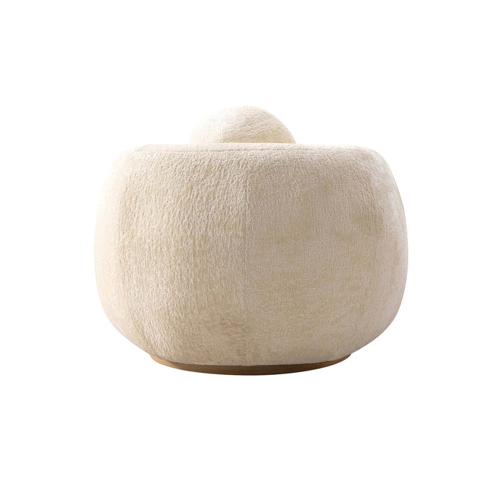 Tribeca Mid-Century Modern Chenille Lounge Chair in Cream - Set of 2