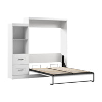 Bestar Edge Queen Murphy Bed Closet Organizer with Drawers (90 W) - White