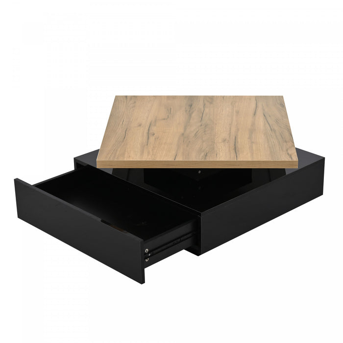 Liam Rotating Coffee Table with 360° Swivel Top,Black
