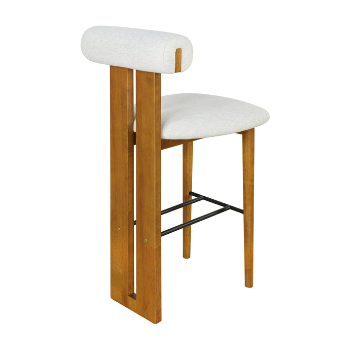 Sophia Indoor Modern Rubberwood Bar Stool Set of 2 with Supportive Backrest,Ivory&Walnut