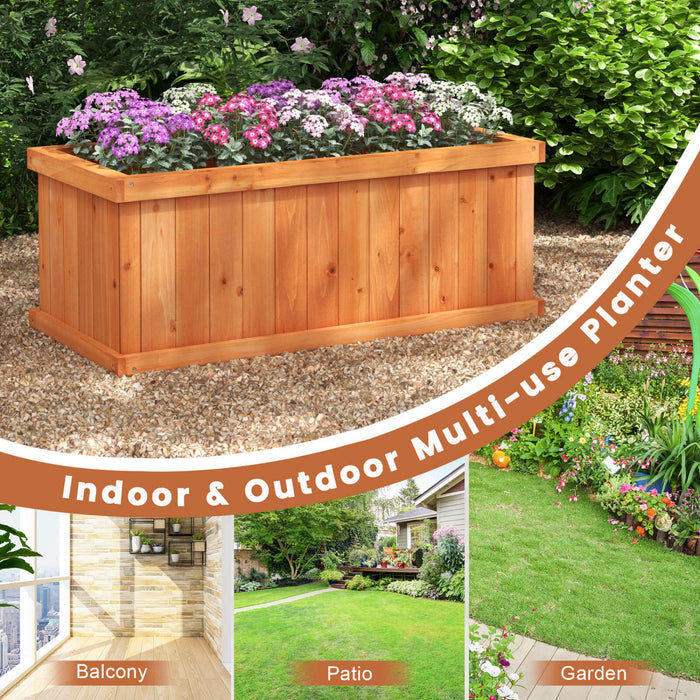 Costway Raised Garden Bed Fir Wood Rectangle Planter Box With Drainage Holes Orange