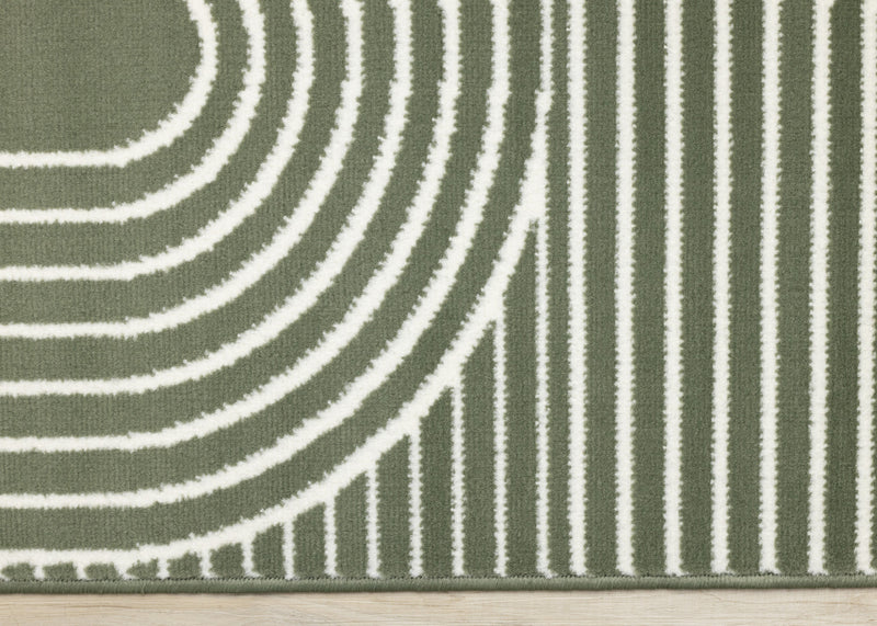Florence Green White Modern Geometric Arches Rug, 6'7\" x 9'6\" Indoor Area Rug