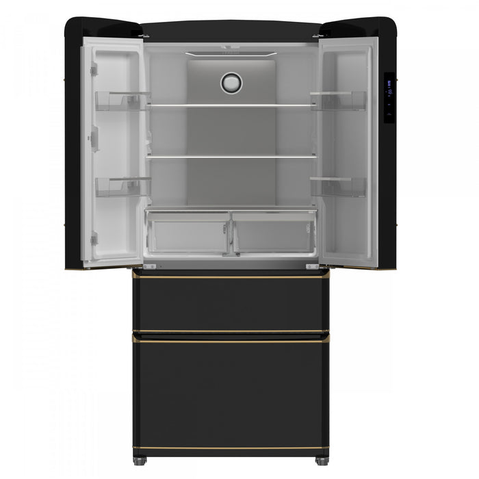 Forno Luigi 33 Inch Black French Door Refrigerator, 18 cu.ft. - FFFFD1791-33BLK