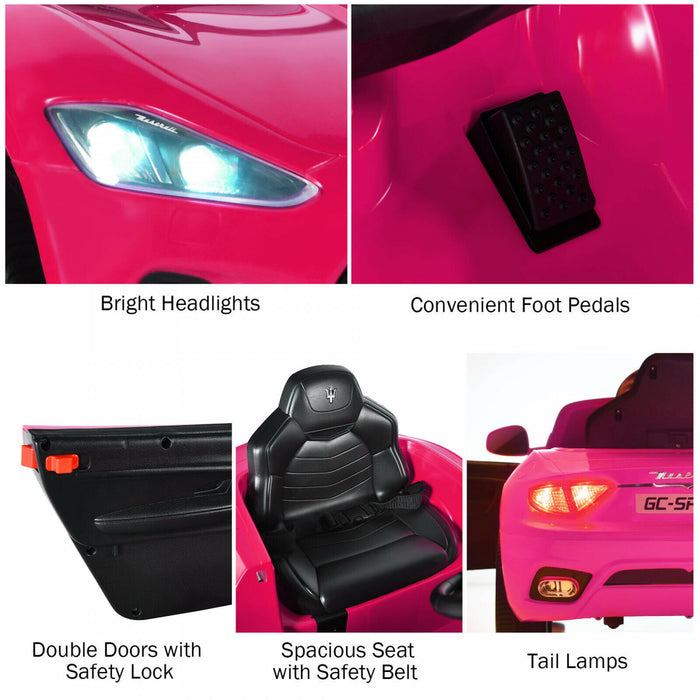 12v Kids Ride On Car Maserati Grancabrio Licensed W/ Remote Control& Lights Pink
