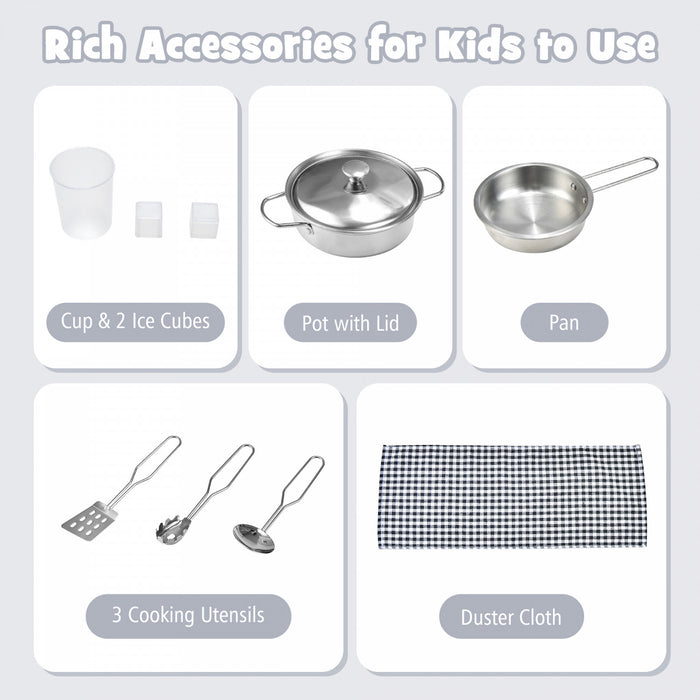 Costway Kids Kitchen Playset Pretend Wooden Play Kitchen With Icedispenser&stovefor Toddler