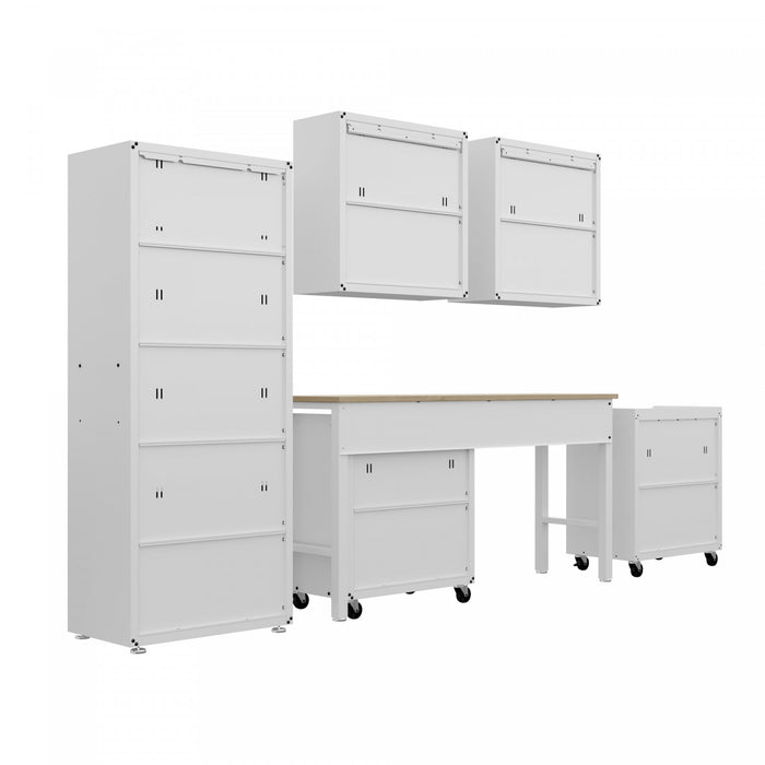 Fortress Modern 6-Piece Garage Set in White Garage Storage