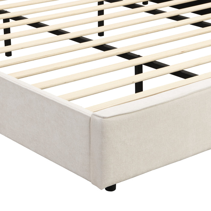 Olivia Upholstered Bed with Wingback Headboard and USB Ports,King Size - Beige