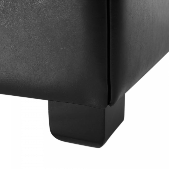 Liam 34.25\" Large Square Faux Leather Ottoman Coffee Table with Storage,Black