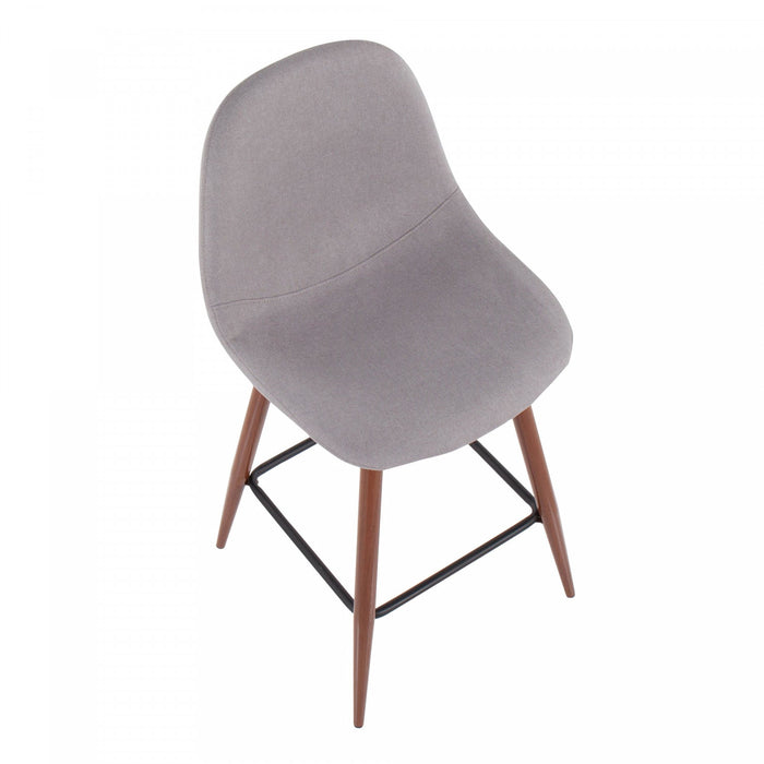 LumiSource Pebble Light Grey Fabric Mid-Century Modern Counter-Height Stool - Set of 2
