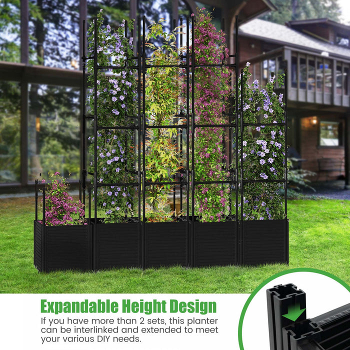 Costway 2 Pcs Raised Garden Bed With Trellis And Wheels Self-watering Planter Box With 3 Heights