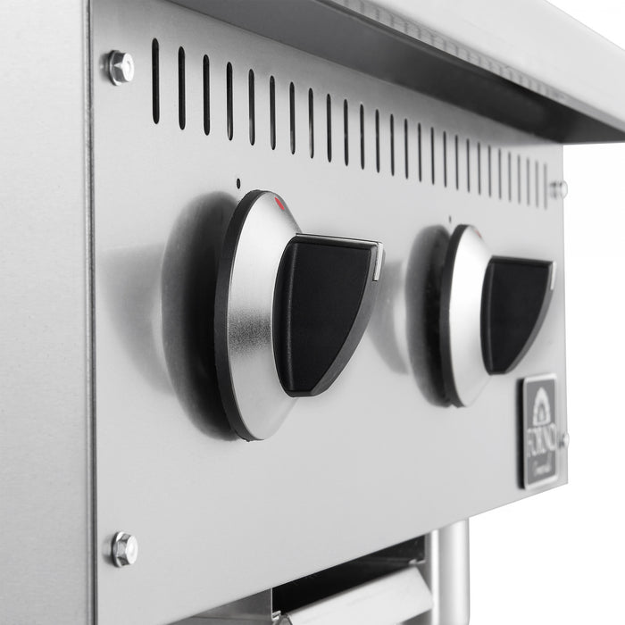 FORNO Commerciale 24 Inch Gas Griddle, 2 Burners, 60,000 BTUs, Stainless Steel - FCMGG0055-24