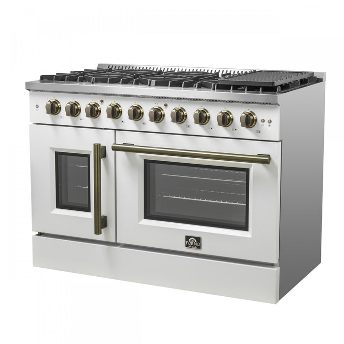 Forno Galiano 48\" White Gas Range, 4.32 cu.ft- FFSGS6444-48WHT
