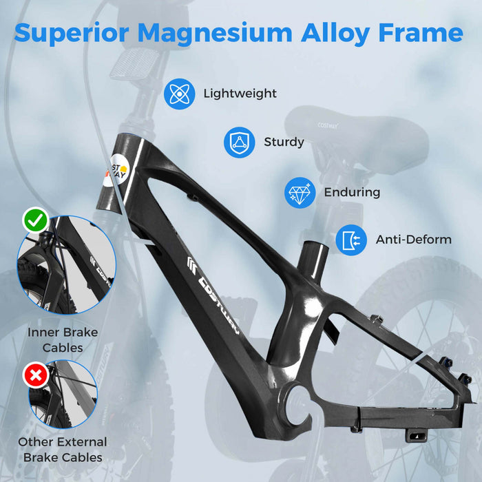 Costway 16\" Kid's Bike With Adjustable Handlebar & Saddle Dual Disc Brakes Black