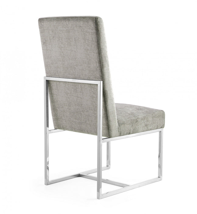 Element Modern Velvet Metal Dining Chair in Steel - Set of 2