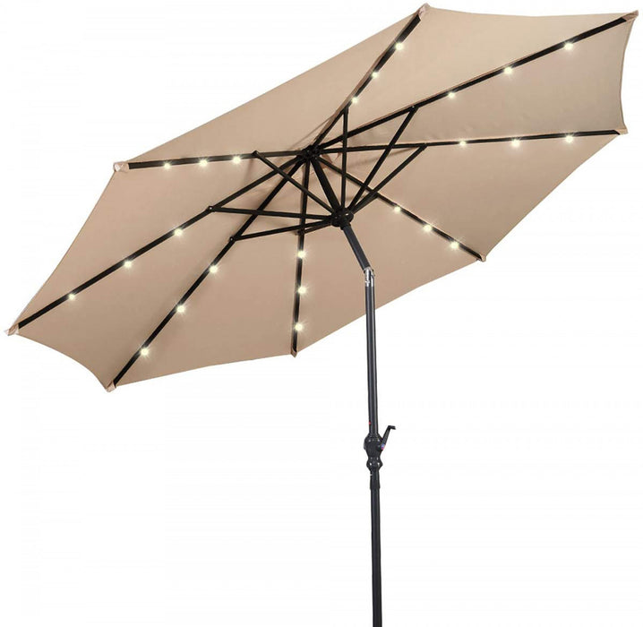 Costway 10ft Solar Lights Patio Umbrella Outdoor W/ 36 LBS Steel Umbrella Stand