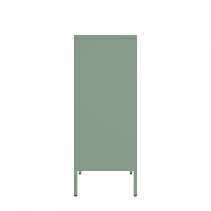 Amelia Modern 32\" Metal Accent Cabinet in Sage Green