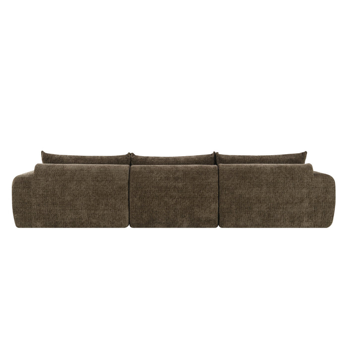 Cloud 116 Inch Modular Sectional Sofa with Ottoman and Legless Design, Brown