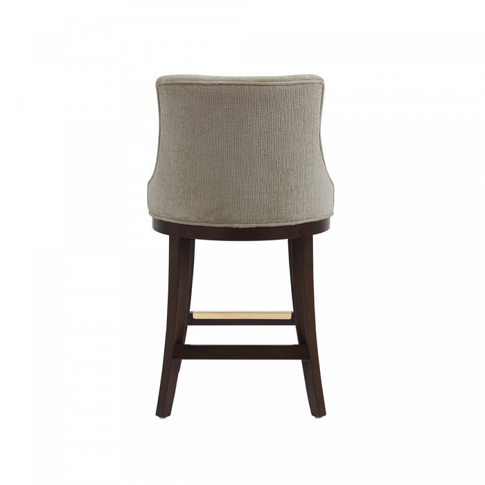 Lucia Modern Chenille Wood Counter Stool in Taupe - Set of 2