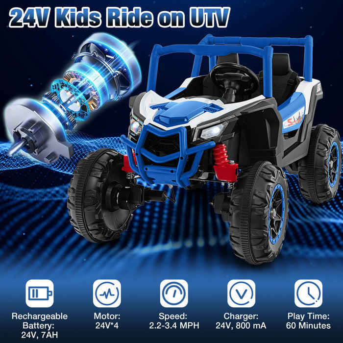 Costway 24v Kids Ride On Utv With 4 X 100w Powerful Engine Remote Control High/low Speed Navy