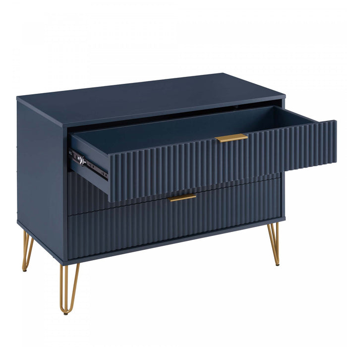 Dumbo Modern 35\" Fluted Dresser in Midnight Blue (3-Drawer)