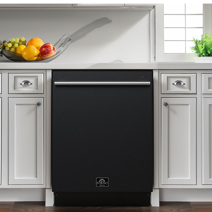Forno Romano 24 in. Built-In Tall Tub Dishwasher in Black, Top Control, 52 dBA - FDWBI8035-24BLK