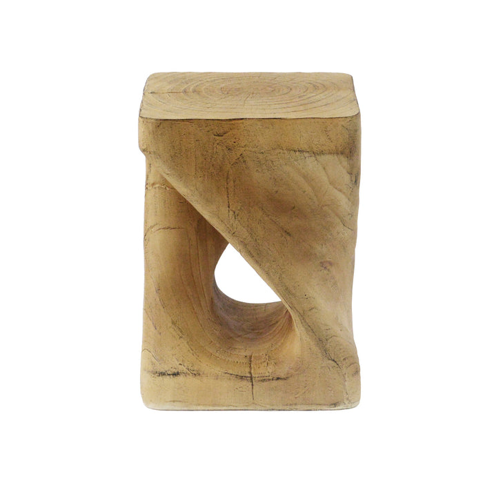 Miro 16\" Modern Twisted Hourglass MGO Accent Table, Faux Wood Grain Indoor Side Table, Natural