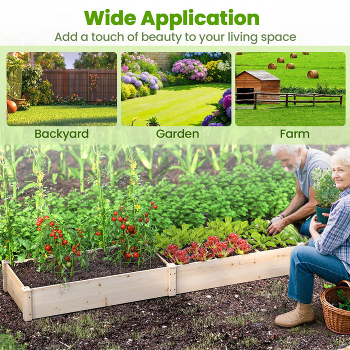 Costway Wooden Raised Garden Bed, Elevated Patio Planter With 7 Planting Compartments For Flower