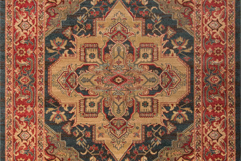 Lux Traditional 3'11\" x 5'7\" Area Rug in Blue Indoor Area Rug